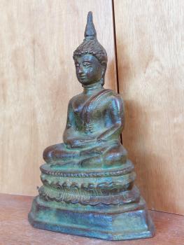 Bronze-Figur, kleiner Buddha  - Thailand - Mitte 20. Jahrhundert