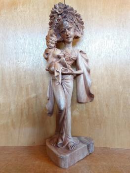 Holz-Figur, Dame mit kl. Mädchen  - Bali - Mitte 20. Jahrhundert