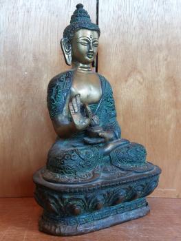 Messing-Buddha, Bhumisparsha  - Tibet - 20. Jahrhundert