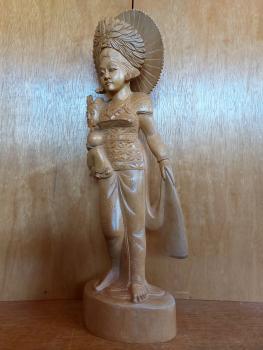 Holz-Figur, Dame mit kl. Jungen  Bali - 20. Jahrhundert