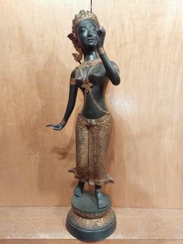 Bronze-Figur, Tempeltänzerin (56cm)  - Thailand - Mitte 20. Jahrhundert