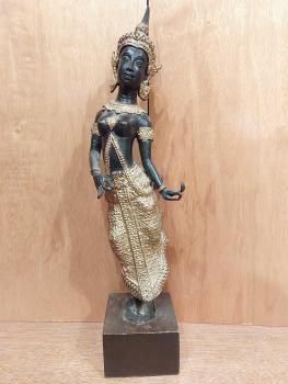 Bronze-Figur, Tempeltänzerin  - Thailand - Mitte 20. Jahrhundert