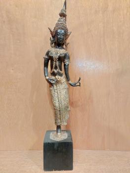 Bronze-Figur, Tempeltänzerin  - Thailand - Mitte 20. Jahrhundert