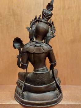 Bronze-Figur, Grüne Tara  - Nepal - 20. Jahrhundert