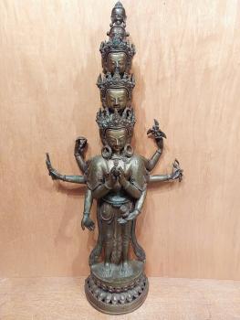 Bronze-Figur, Avalokiteshvara  - Indien - 1. Hälfte 20. Jahrhundert