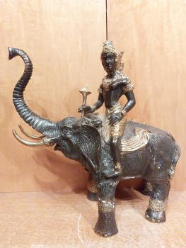 Bronze-Figur, Lord Indra  - Thailand - Mitte 20. Jahrhundert