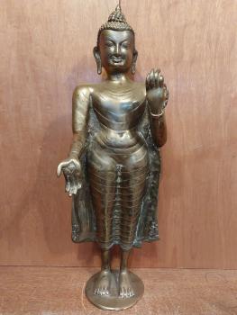 Messing-Figur, Buddha stehend  - Indien - 20. Jahrhundert