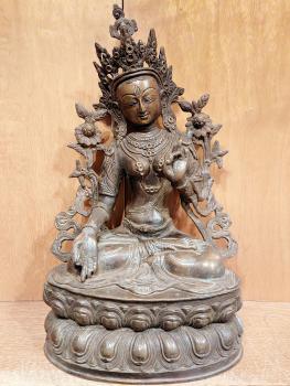 Bronze-Figur, Göttin Weiße Tara - Tibet - Anfang 20. Jahrhundert