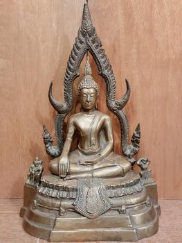 Bronze-Figur, Buddha im Feuerkranz  - Thailand - 2 Hälfte 20. Jahrhundert