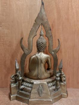 Bronze-Figur, Buddha im Feuerkranz  - Thailand - 2 Hälfte 20. Jahrhundert