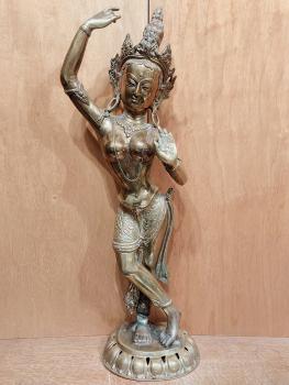 Messing-Figur, Göttin Tara  - Indien -  2. Hälfte 20. Jahrhundert