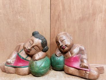 2 Figuren, Holz  - Thailand - 20. Jahrhundert