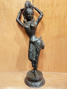 Bronze-Figur, Tempeltänzerin  - Indien - 20. Jahrhundert