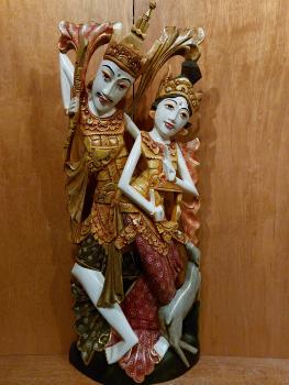 Holz-Figur, Prinz Rama und Sita  - Bali - 20. Jahrhundert