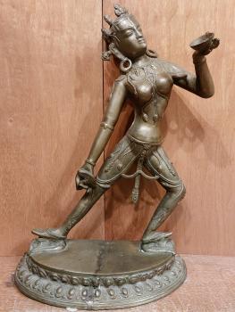 Bronze-Figur, Göttin Tara  - Indien - Mitte 20. Jahrhundert