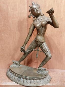 Bronze-Figur, Göttin Tara  - Indien - Mitte 20. Jahrhundert