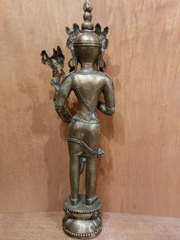 Bronze-Figur, Göttin Tara  - Indien - Mitte 20. Jahrhundert