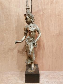 Bronze-Figur, Tempeltänzerin  - Thailand - Mitte 20. Jahrhundert