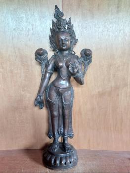 Bronze-Figur, Göttin Tara  - Tibet - 2. Hälfte 20. Jahrhundert