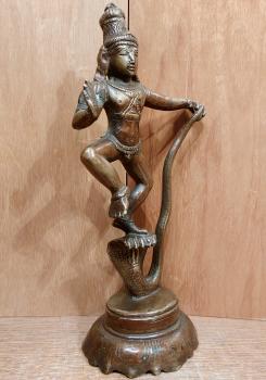 Bronze-Figur, Gottheit Krishna  - Indien - Mitte 20. Jahrhundert