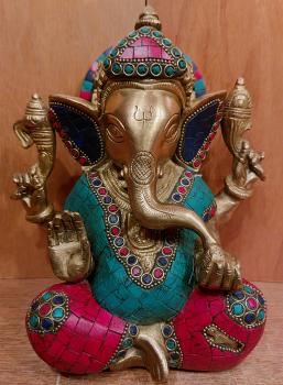 Messing-Figur, Ganesha  - Indien -  21. Jahrhundert