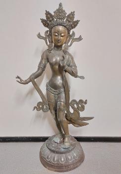 Bronze-Figur, (114,5) Göttin Tara  - Tibet - 20. Jahrhundert