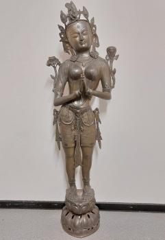 Bronze-Figur, (121cm) Tara stehend  - Tibet - 20. Jahrhundert