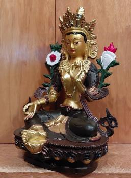 Bronze-Figur, Grüne Tara  - Nepal - 20. Jahrhundert