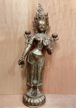 Messing-Figur, Tara  - Indien - Mitte 20. Jahrhundert