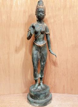 Bronze-Figur, Tempeltänzerin  - Thailand - Mitte 20. Jahrhundert