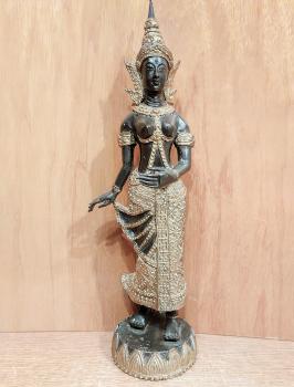 Bronze-Figur, Tempeltänzerin  - Thailand - Mitte 20. Jahrhundert