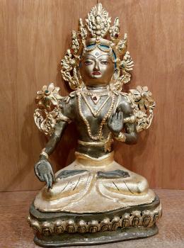 Bronze-Figur, weiße Tara  - Indien -  20. Jahrhundert