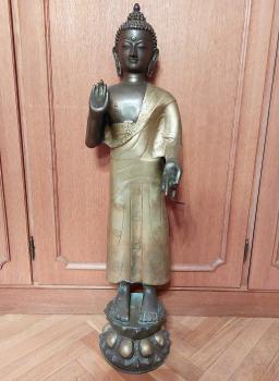 Bronze-Figur, Buddha (85cm) - Indien - Mitte 20. Jahrhundert