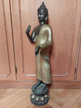 Bronze-Figur, Buddha (85cm) - Indien - Mitte 20. Jahrhundert
