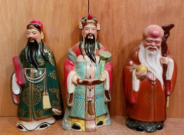 3 Glücksgötter, Keramik - China - 2. Hälfte 20. Jahrhundert
