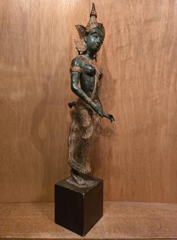 Bronze-Figur, Tempeltänzerin  - Thailand - Mitte 20. Jahrhundert