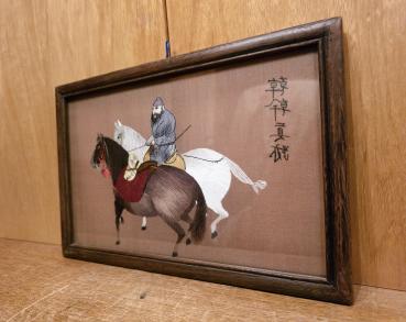Bemalte Seide hinter Glas, Pferdemotiv  - Japan -