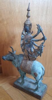 Bronze-Figur Gottheit Shiva auf Nandi  - Indien - 20. Jahrhundert