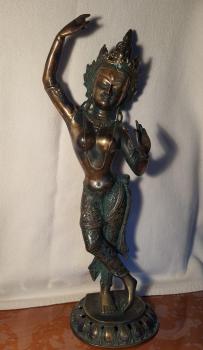 Bronze-Figur, Göttin Tara - Indien - Mitte 20. Jahrhundert