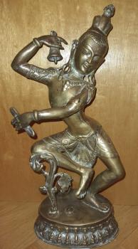 Tempeltänzerin, Messing-Figur - Indien - Mitte 20. Jahrhundert