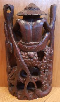 Holz-Figur, Fischer - Indonesien - 2. Hälfte 20. Jahrhundert