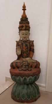 Buddha-Figur, Holz  - Laos -  1. Hälfte 20. Jahrhundert