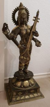 Bronze-Figur, Sarasvati  - Indien - 1. Hälfte 20. Jahrhundert