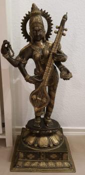 Bronze-Figur, Sarasvati  - Indien - 1. Hälfte 20. Jahrhundert