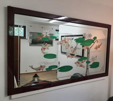 Wandspiegel, (172cm breit) Koi-Motiv  - China -