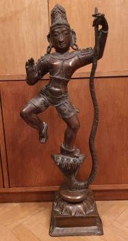 Bronze-Figur, Gottheit Krishna  - Indien - Mitte 20. Jahrhundert