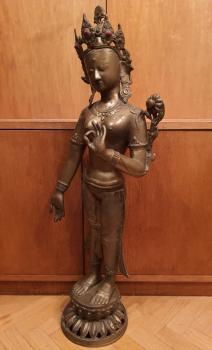 Bronze-Figur, Weiße Tara  - Indien - 1. Hälfte 20. Jahrhundert