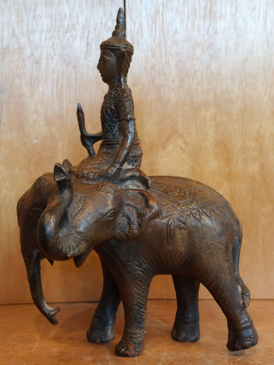 Asiatisches Flair - Bronze-Figur, 3-köpfiger Elefant - Thailand - 20.  Jahrhundert