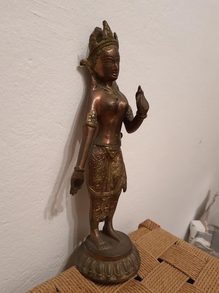 Bronze-Figur, Göttin Tara - Indien - 2. Hälfte 20. Jahrhundert