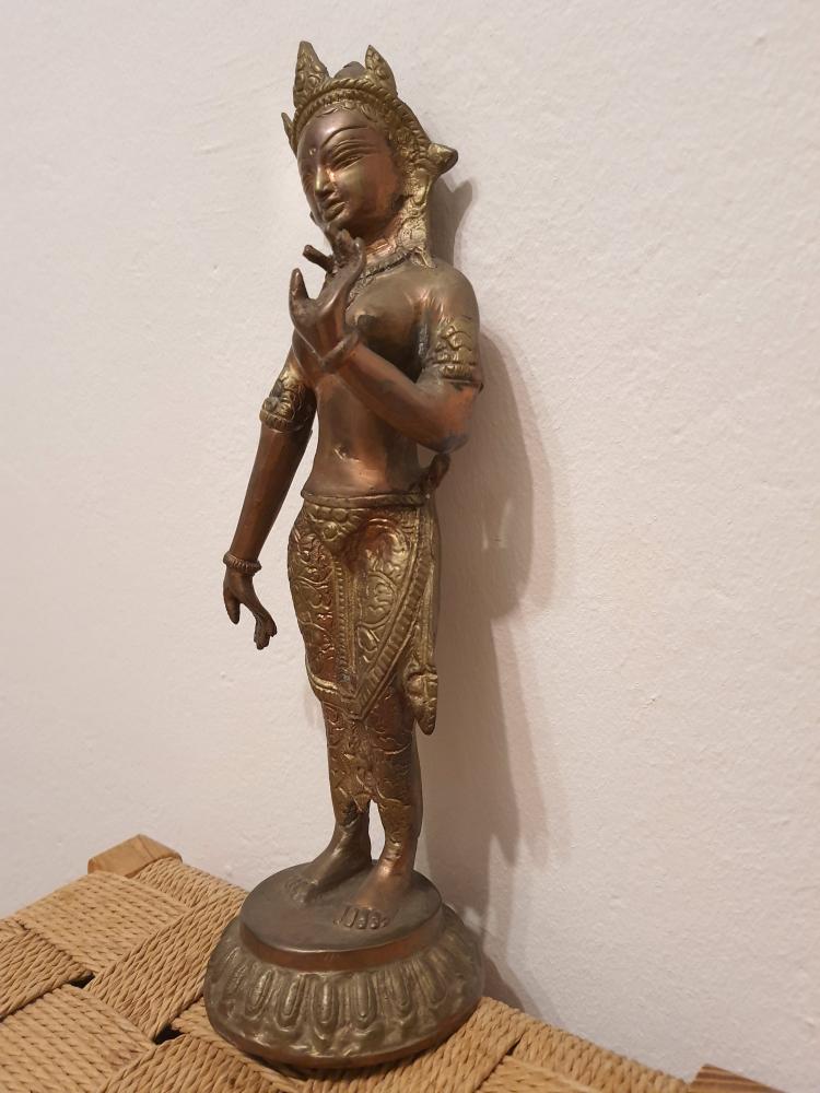 Bronze-Figur, Göttin Tara - Indien - 2. Hälfte 20. Jahrhundert